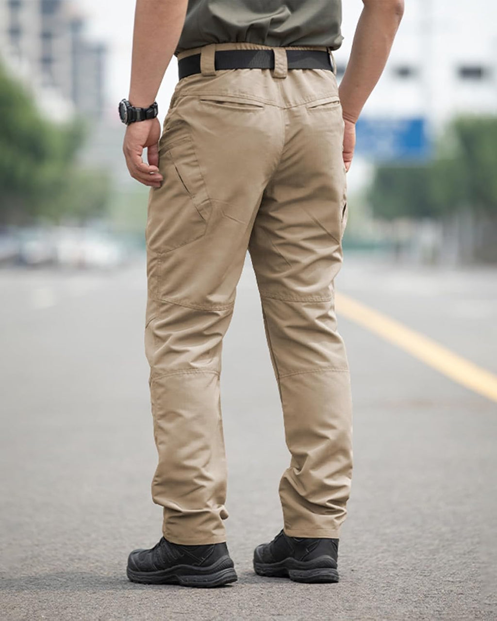Men's Stretch Tactical Pants Waterproof Ripstop Fabric Cargo Pants Lightweight Casual Hiking Outdoor Work Pants (No Belt)