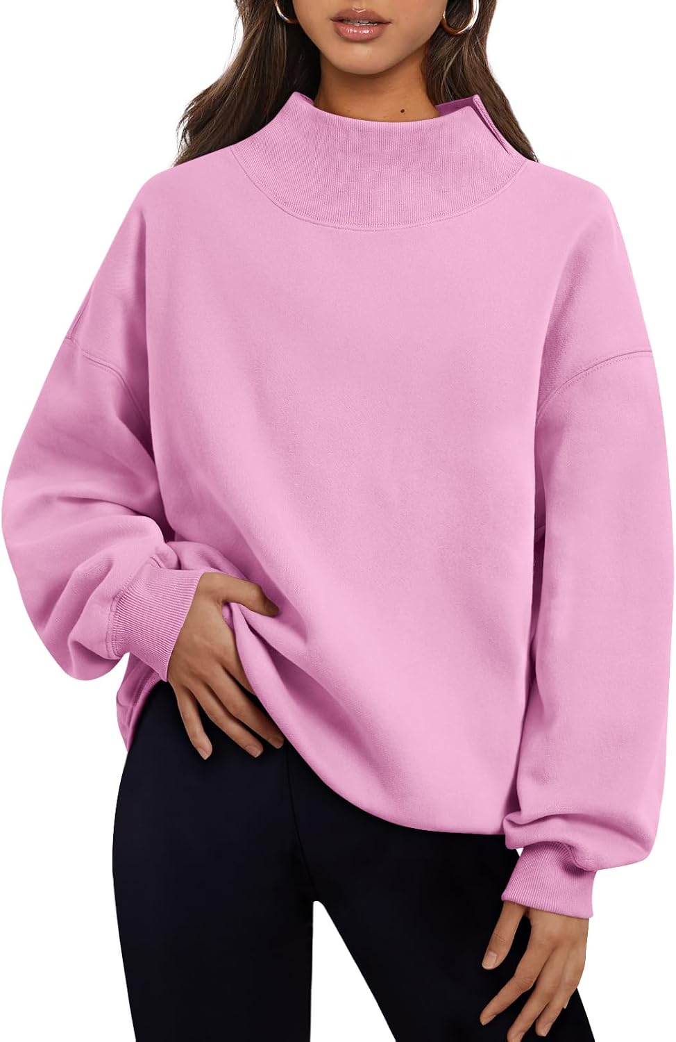 Trendy Queen Womens Mock Neck Sweatshirts Oversized Pullover Fall Outfits