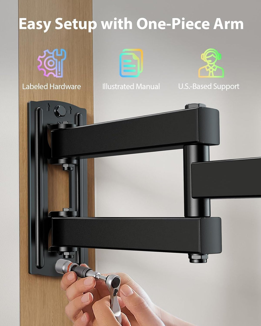 Pipishell TV Wall Mount for 26-74 inch LED LCD OLED 4K TVs up to 99lbs, Full Motion TV Mount Bracket Articulating Swivel Extension Tilting Leveling Max VESA 400x400mm, Fits 12/16 Inch Wood Studs