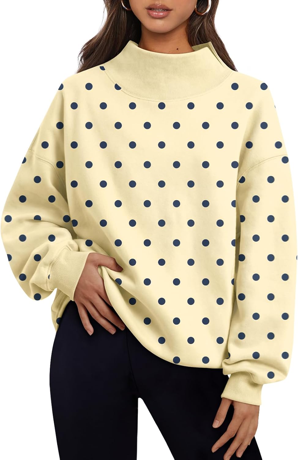 Trendy Queen Womens Mock Neck Sweatshirts Oversized Pullover Fall Outfits