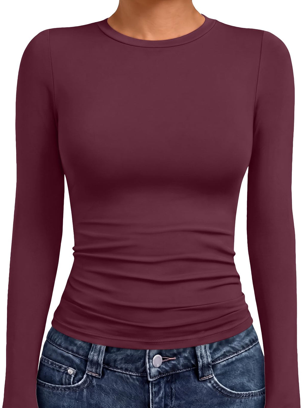 AUTOMET Womens Crew Neck Long Sleeve Shirts Compression Underscrubs Tops