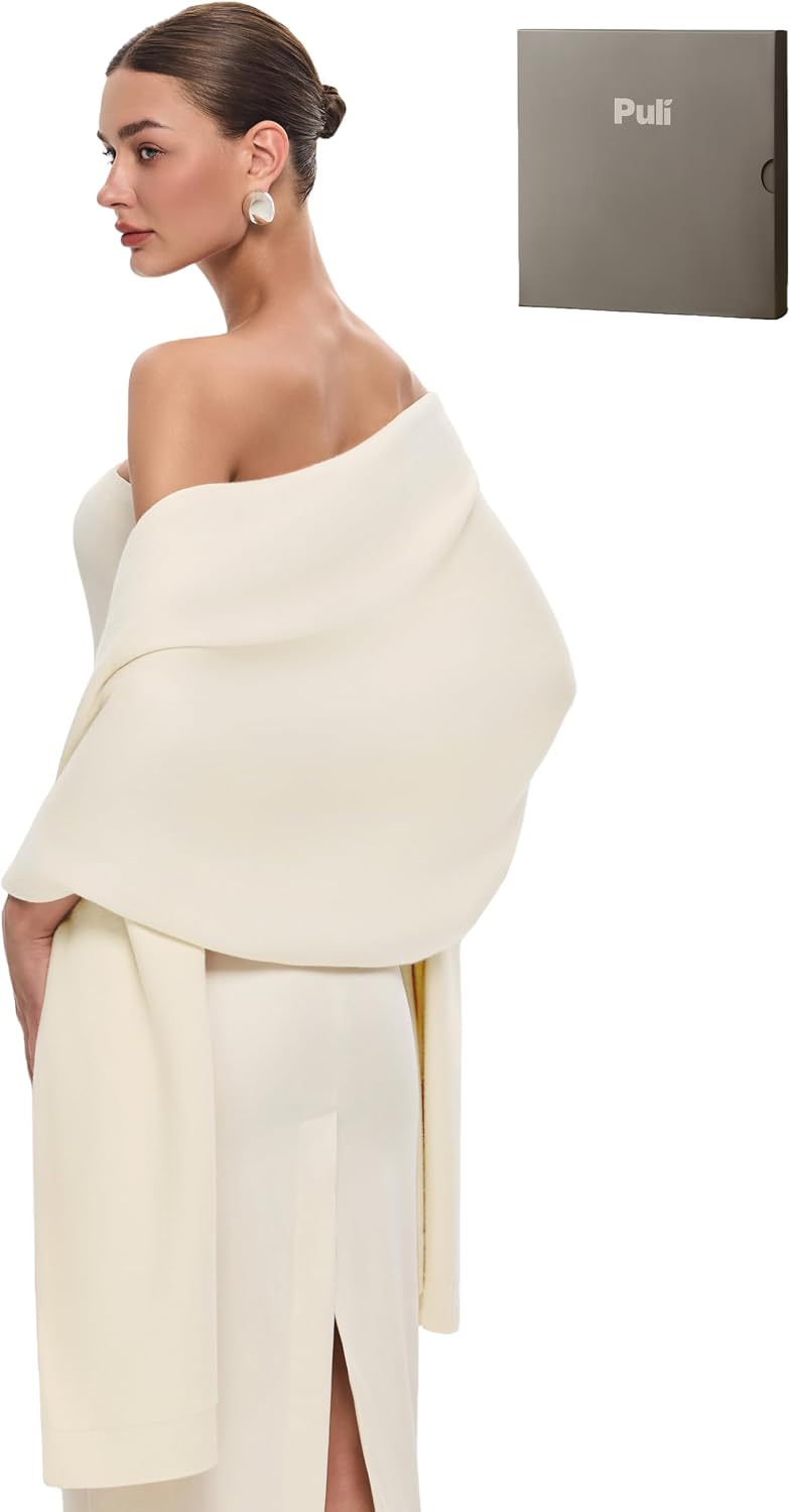 PULI Women's Pashmina Shawl Wrap Large Wedding Bridal Evening Winter Scarf