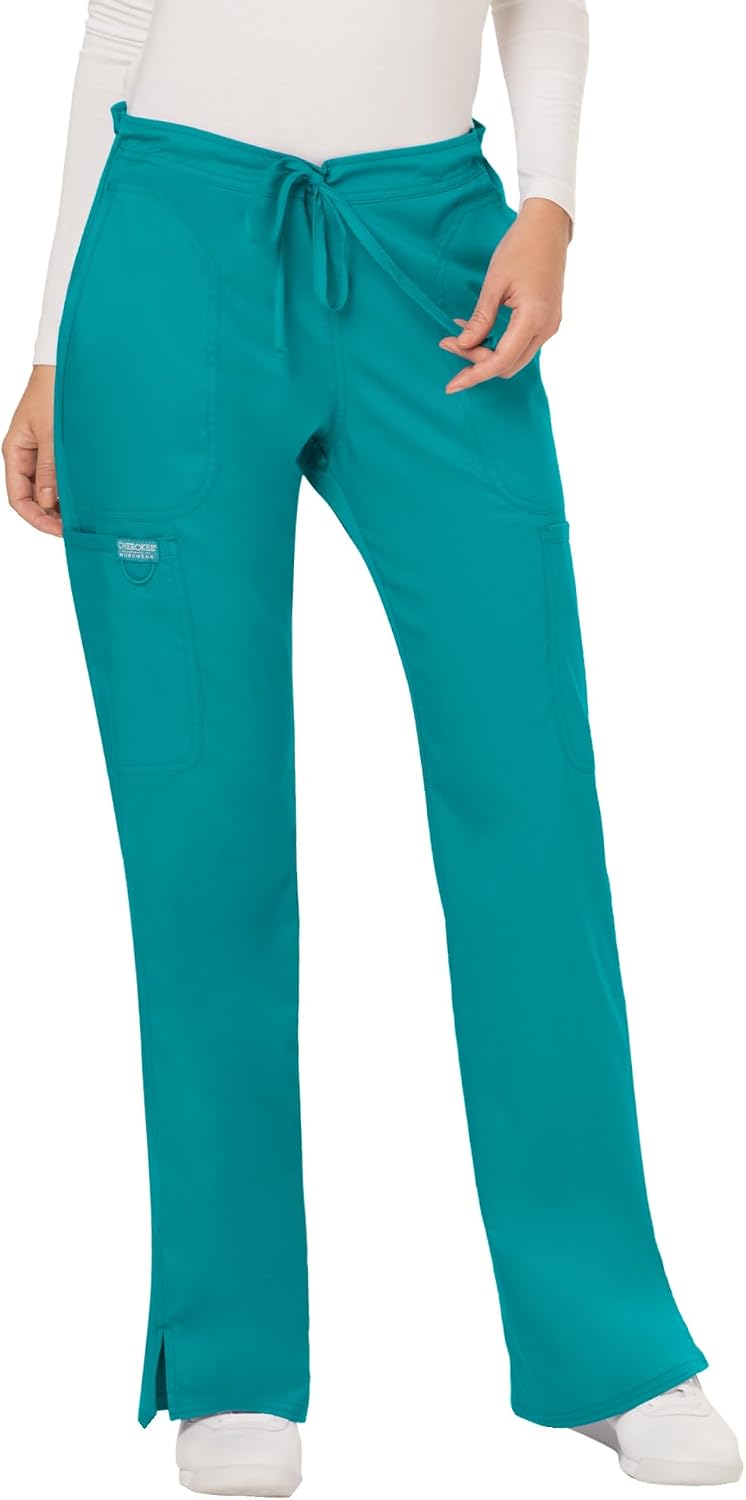 Cherokee WW Revolution Scrub Pants for Women Mid Rise Flare Pant 5 Pockets