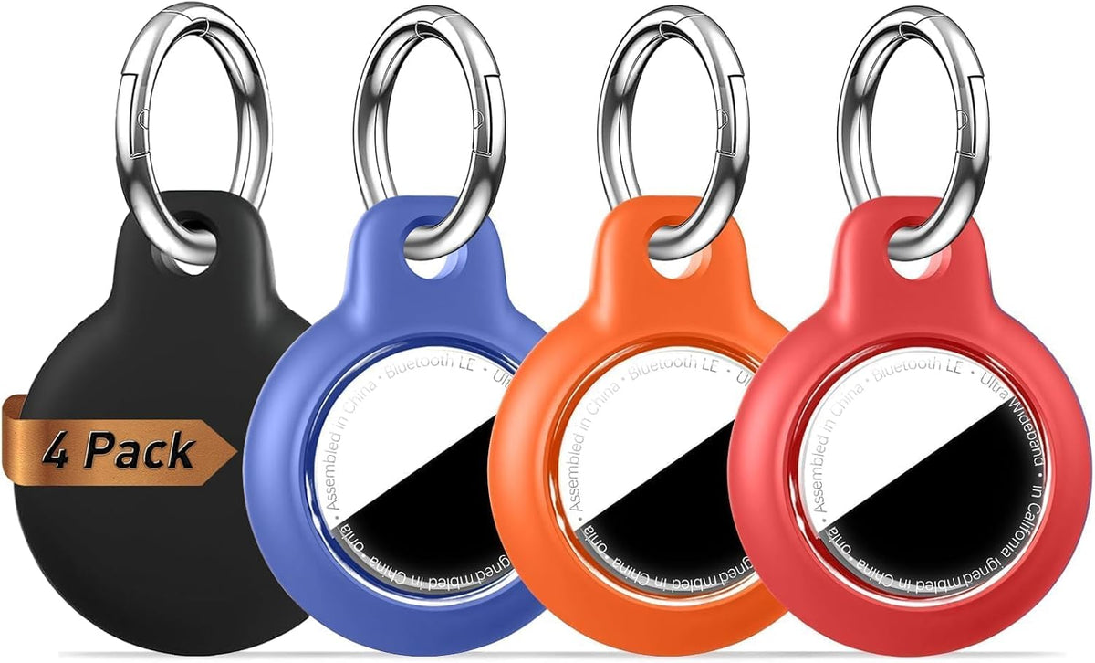 MOLOSLEEVE 1|2|4 Pack Case for AirTag 2nd Gen (2026) & 1st Gen, Shockproof Holder Anti-Scratch Protective Cover for Air Tags, Men's Women's Keyrings & Keychains for Keys, Luggage, Bags, Black