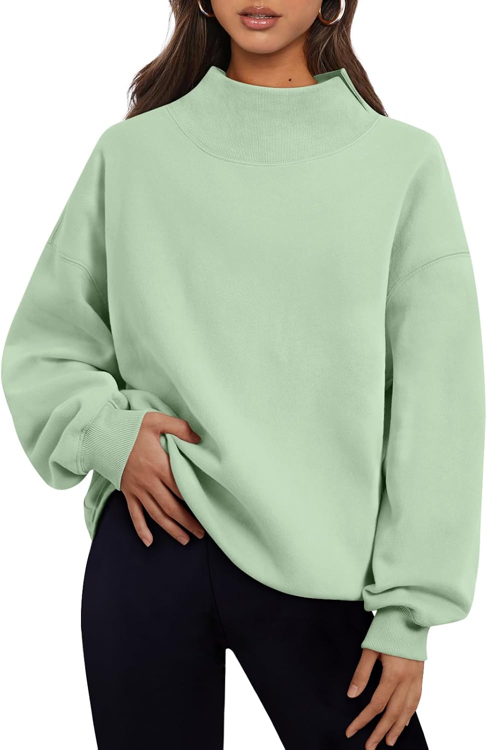 Trendy Queen Womens Mock Neck Sweatshirts Oversized Pullover Fall Outfits