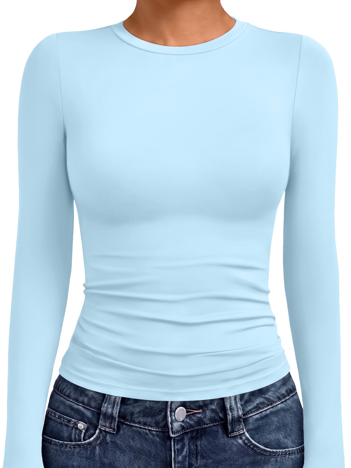 AUTOMET Womens Crew Neck Long Sleeve Shirts Compression Underscrubs Tops