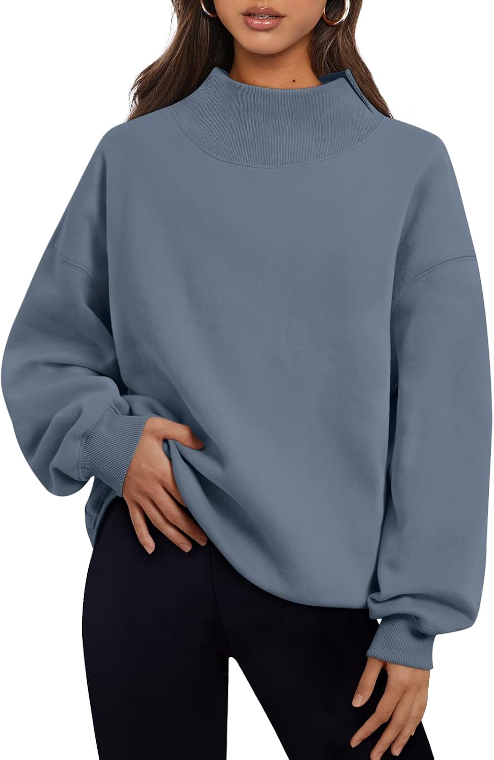 Trendy Queen Womens Mock Neck Sweatshirts Oversized Pullover Fall Outfits
