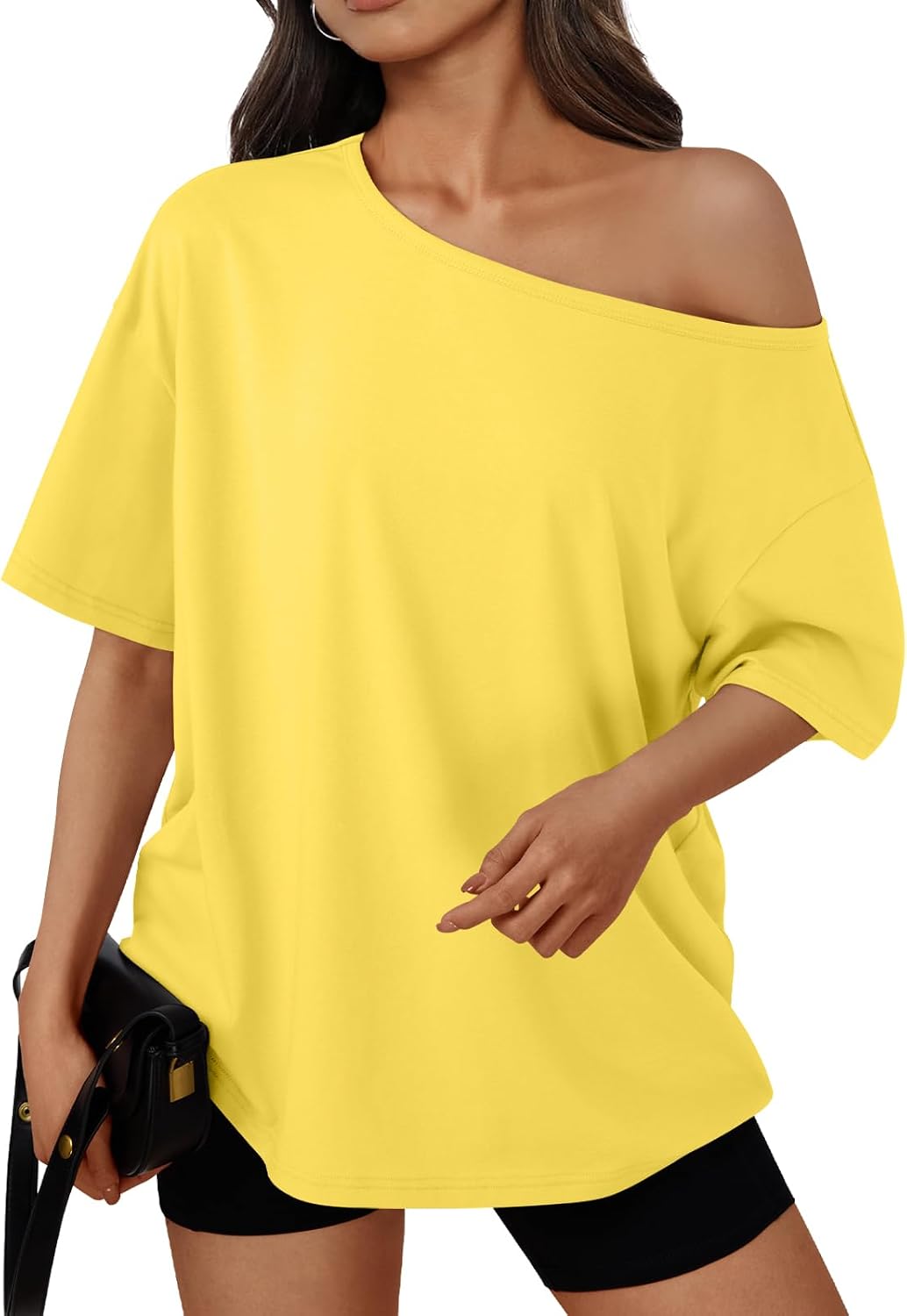 Trendy Queen Womens Off the Shoulder Tops Oversized Summer T-Shirts 2026