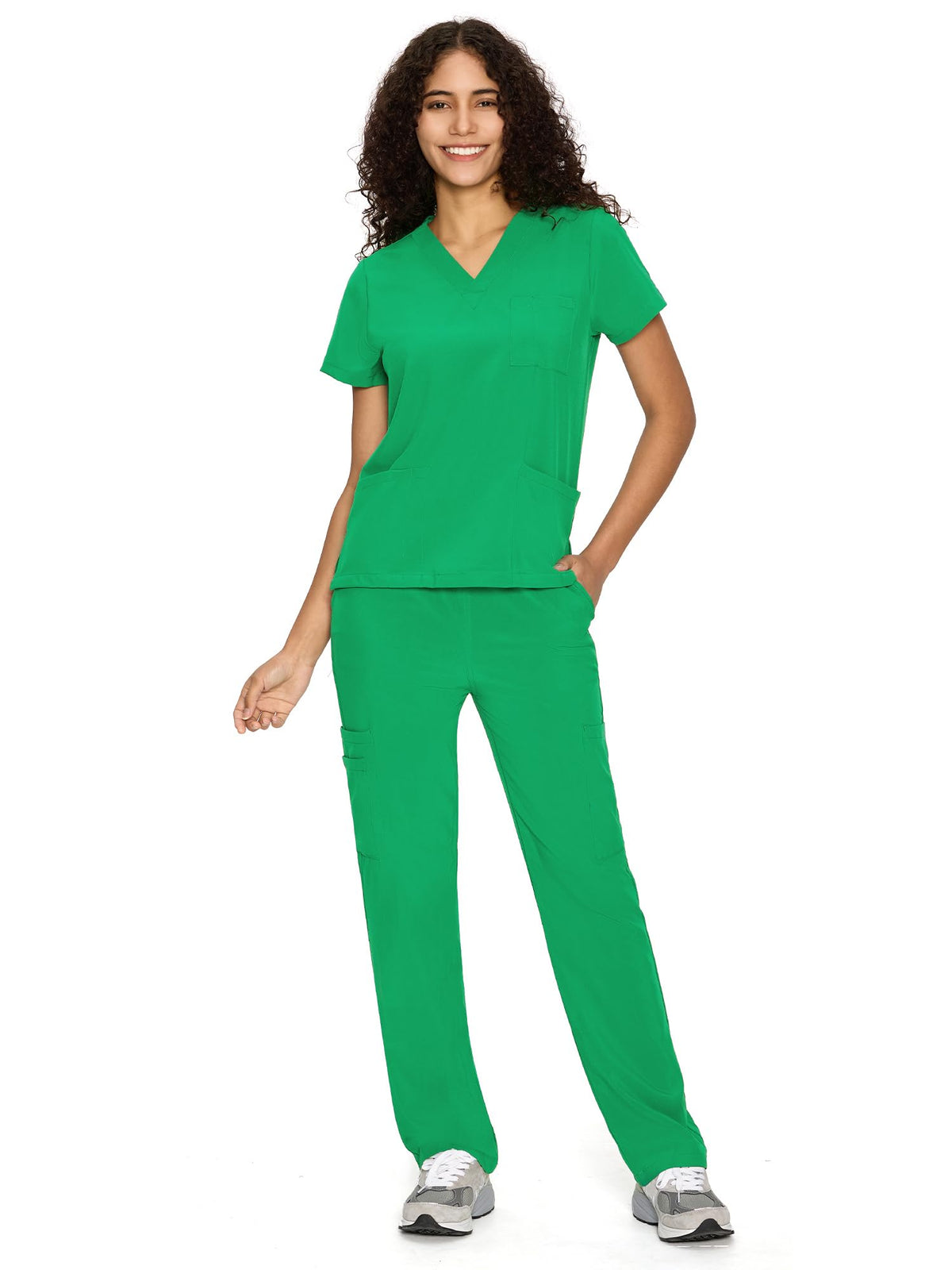 COZYFIT Scrubs for Women Set - V-Neck & Straight Leg Pants with 9 Pockets