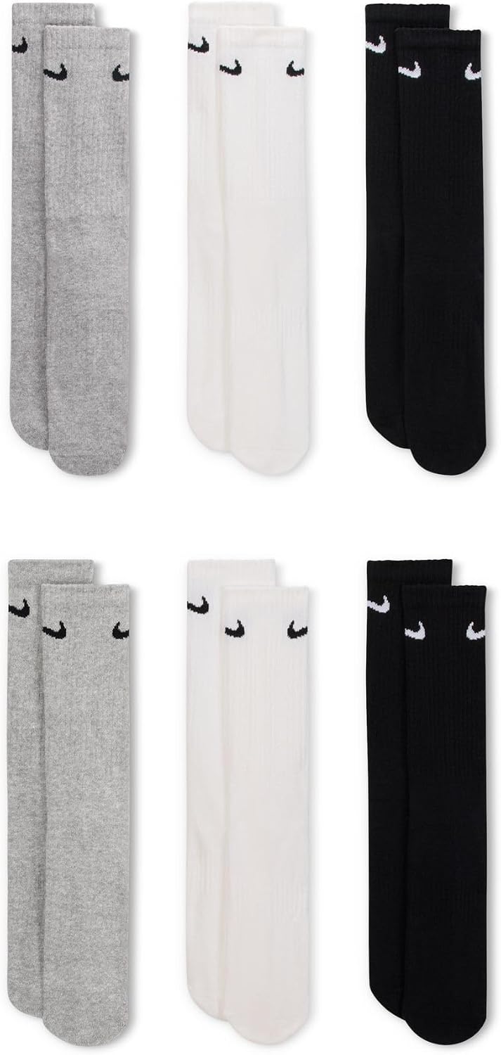 Nike Adult Everyday Cushioned Training Crew Socks (6-Packs) | Mens & Womens