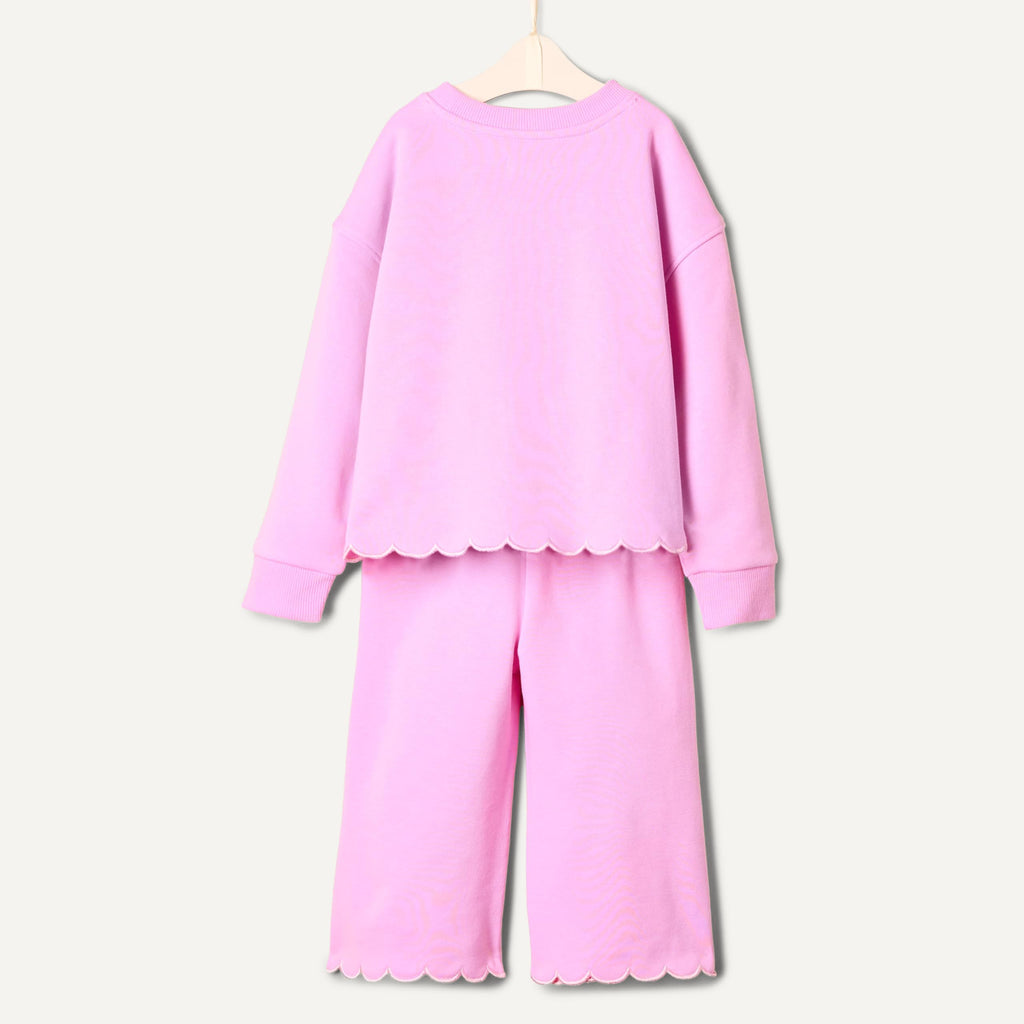Amazon Essentials x Sofia Grainge Toddlers and Baby Girls' French Terry Sweatshirt Pant and Top Set