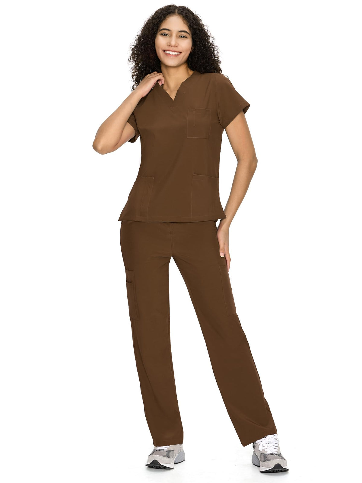 COZYFIT Scrubs for Women Set - V-Neck & Straight Leg Pants with 9 Pockets