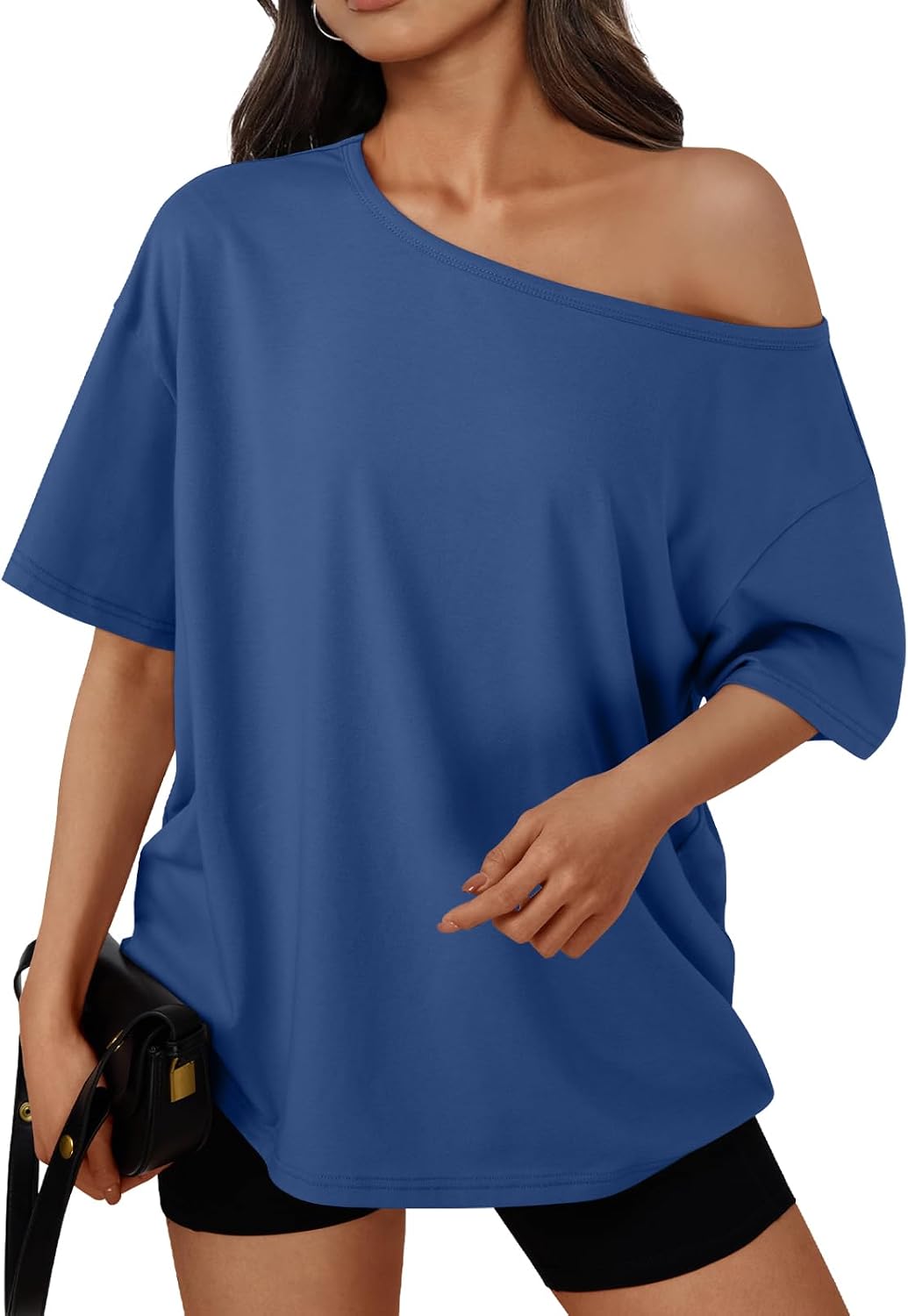 Trendy Queen Womens Off the Shoulder Tops Oversized Summer T-Shirts 2026