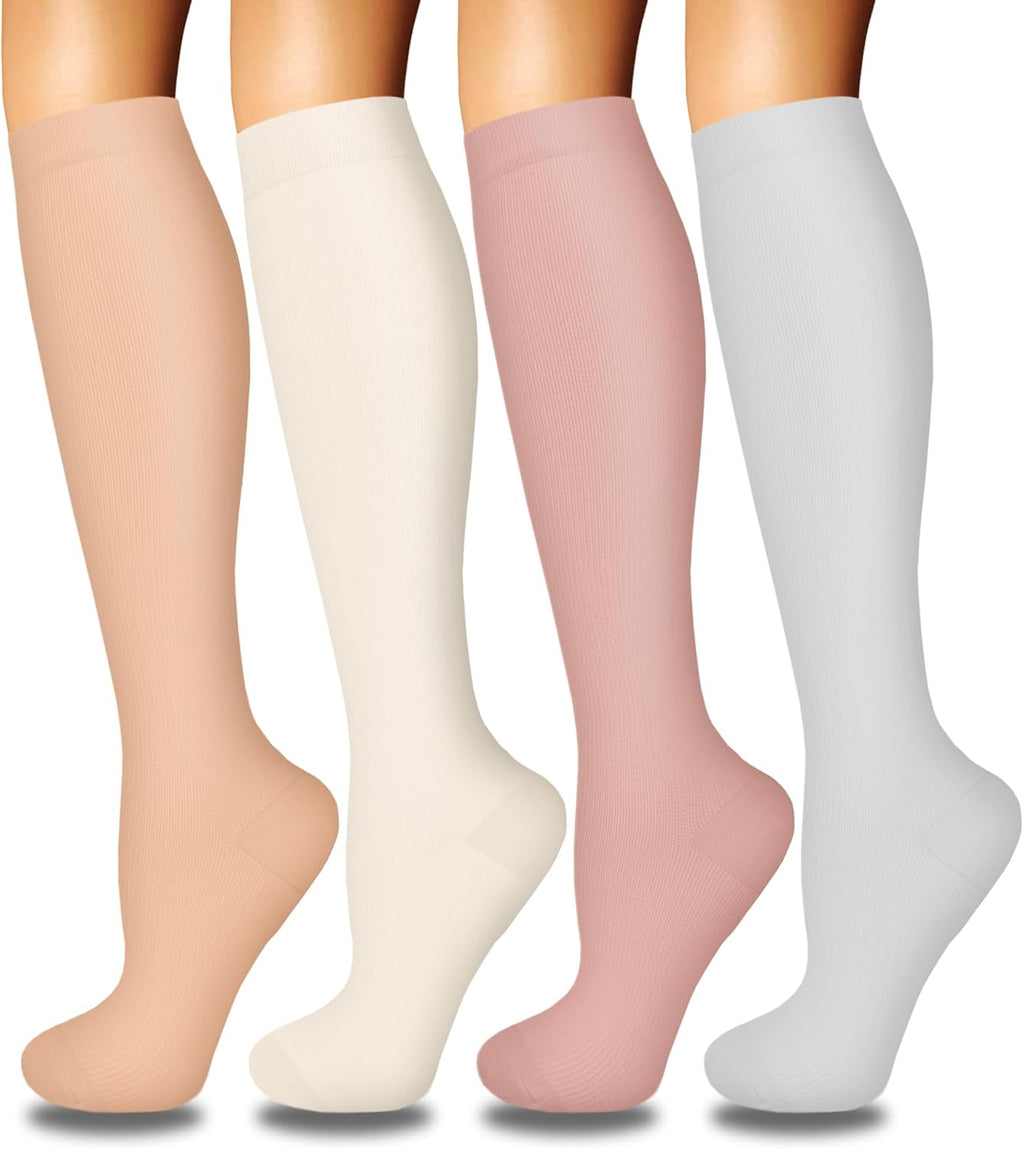 4 Pairs Compression Socks for Women Circulation-Best Support for Nurses,Running,Athletic,Travel