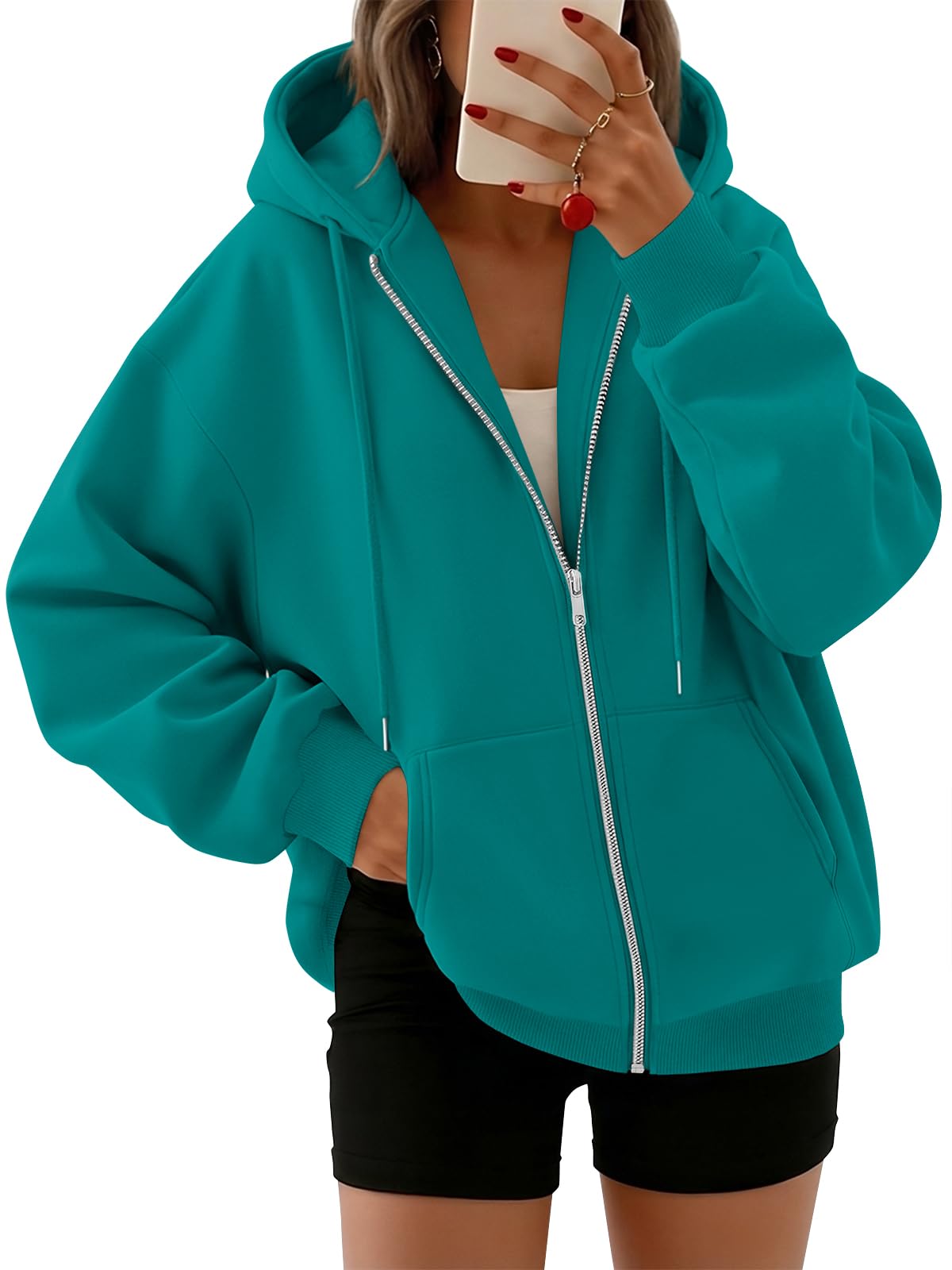 Trendy Queen Womens Oversized Zip Up Hoodies Y2K Fall Sweatshirts 2026