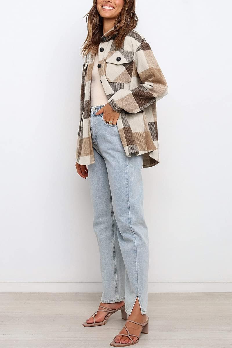 AUTOMET Shackets for Women Plaid Flannel Shirts