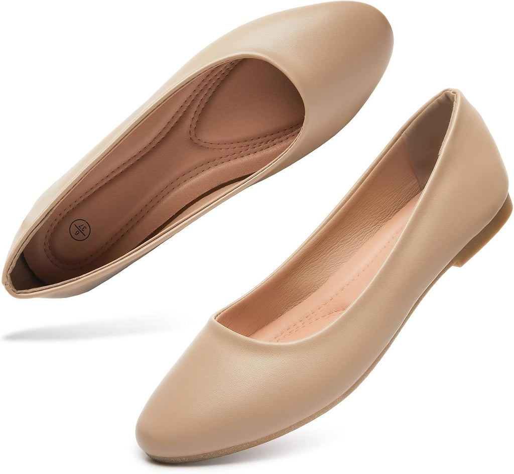 Hash Bubbie Women's Flats Shoes Ballet Flats Dress Shoes Comfortable PU Leather Slip on Shoes for Women