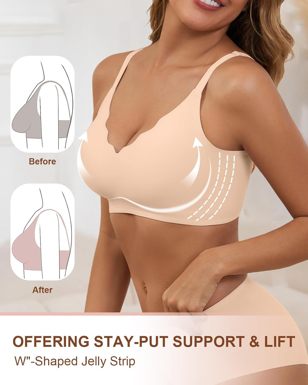 Womens Wireless Jelly Bra Seamless Full Coverage Supportive Bralette
