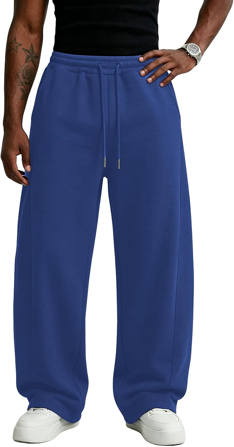Wangdo Men's Baggy Sweatpants Wide Leg Lounge Cotton Casual Jogging Pants