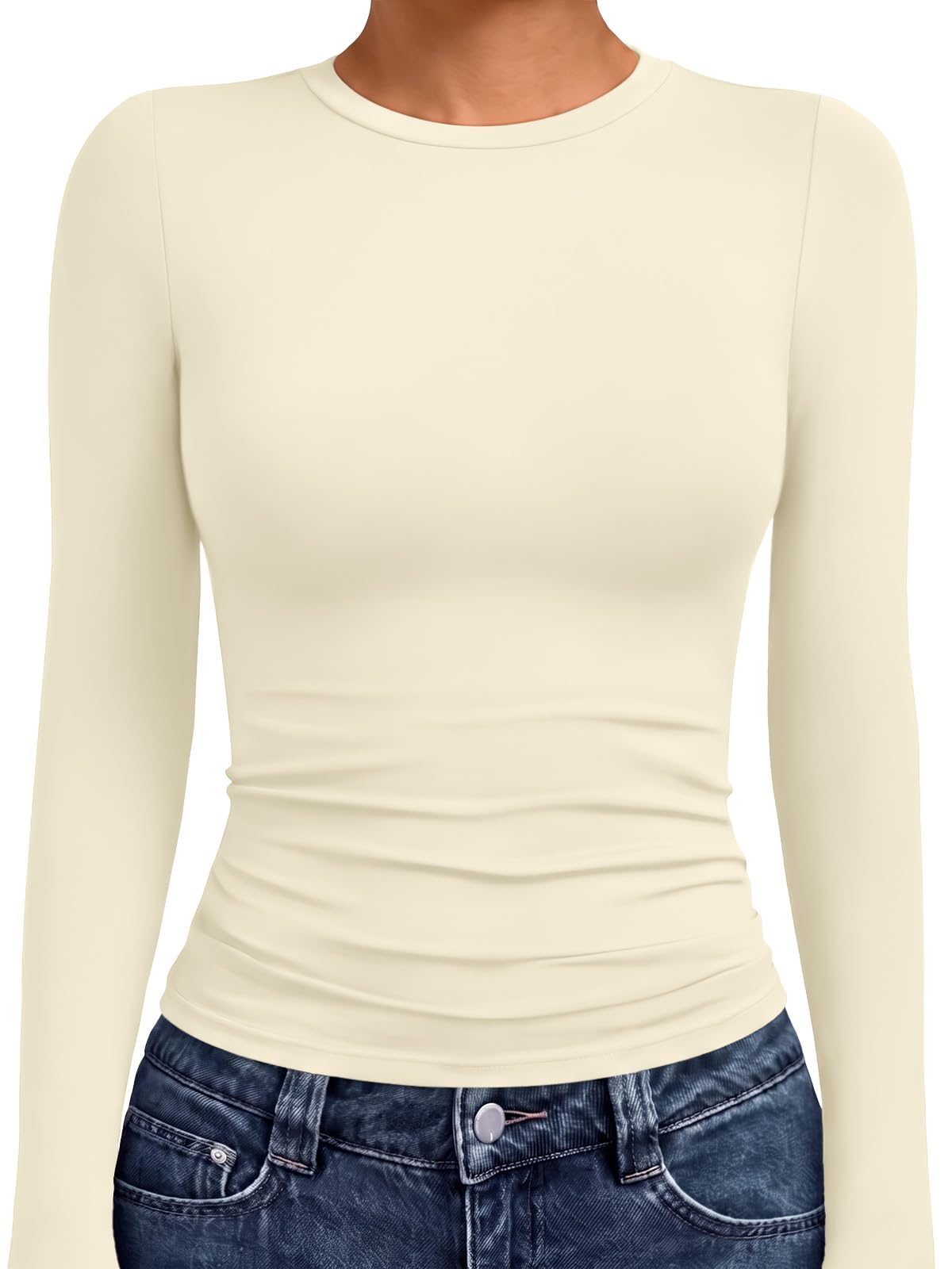 AUTOMET Womens Crew Neck Long Sleeve Shirts Compression Underscrubs Tops