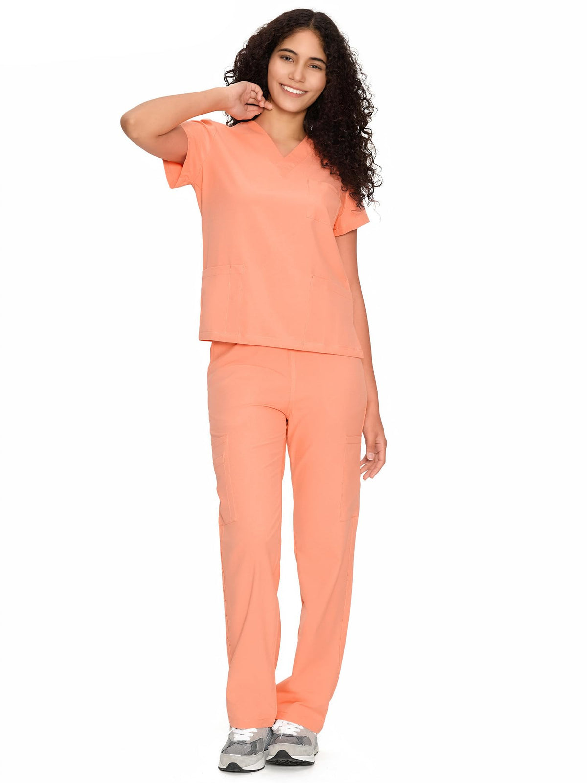 COZYFIT Scrubs for Women Set - V-Neck & Straight Leg Pants with 9 Pockets