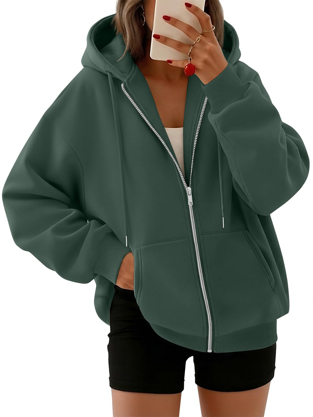 Trendy Queen Womens Oversized Zip Up Hoodies Y2K Fall Sweatshirts 2026