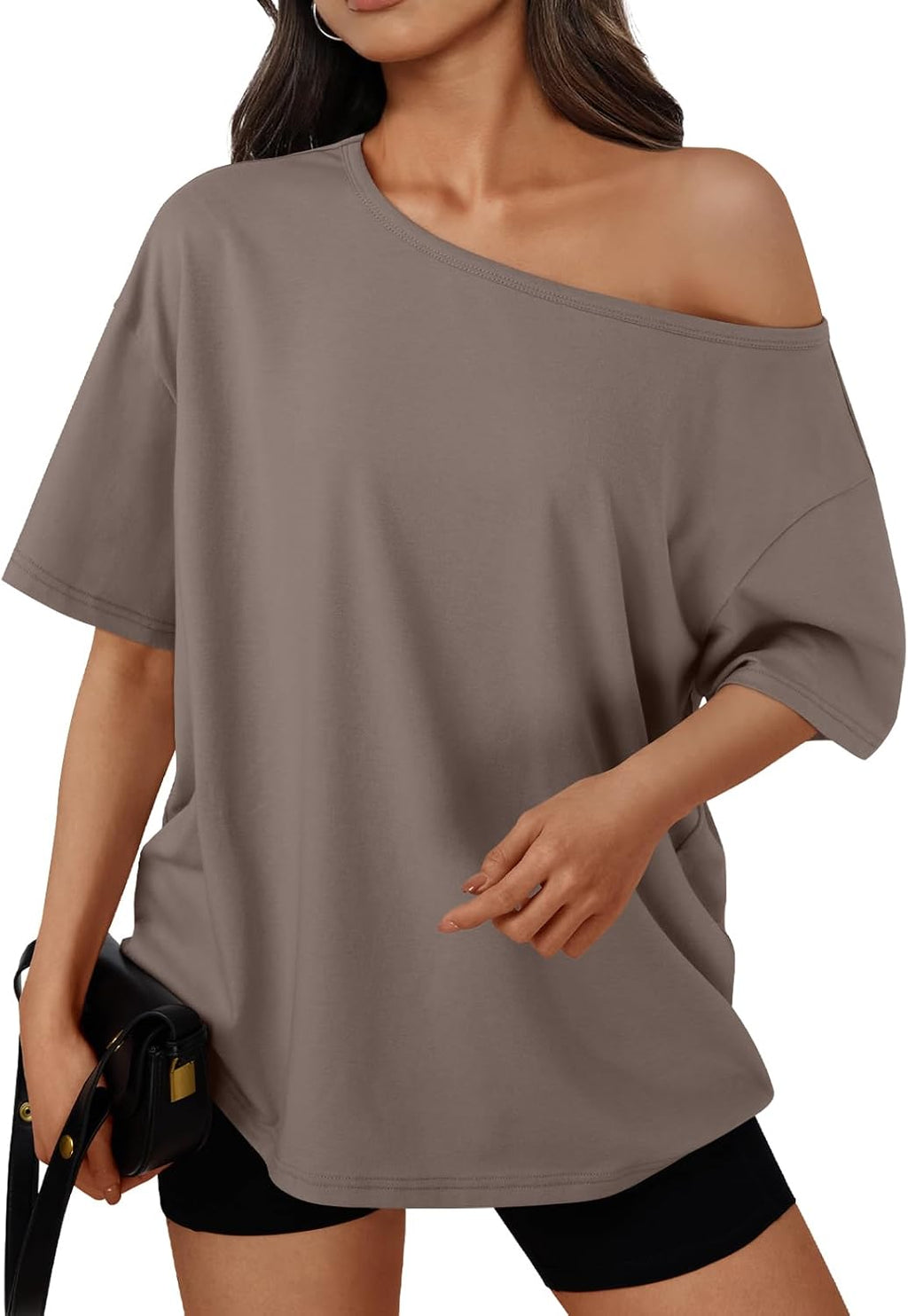 Trendy Queen Womens Off the Shoulder Tops Oversized Summer T-Shirts 2026