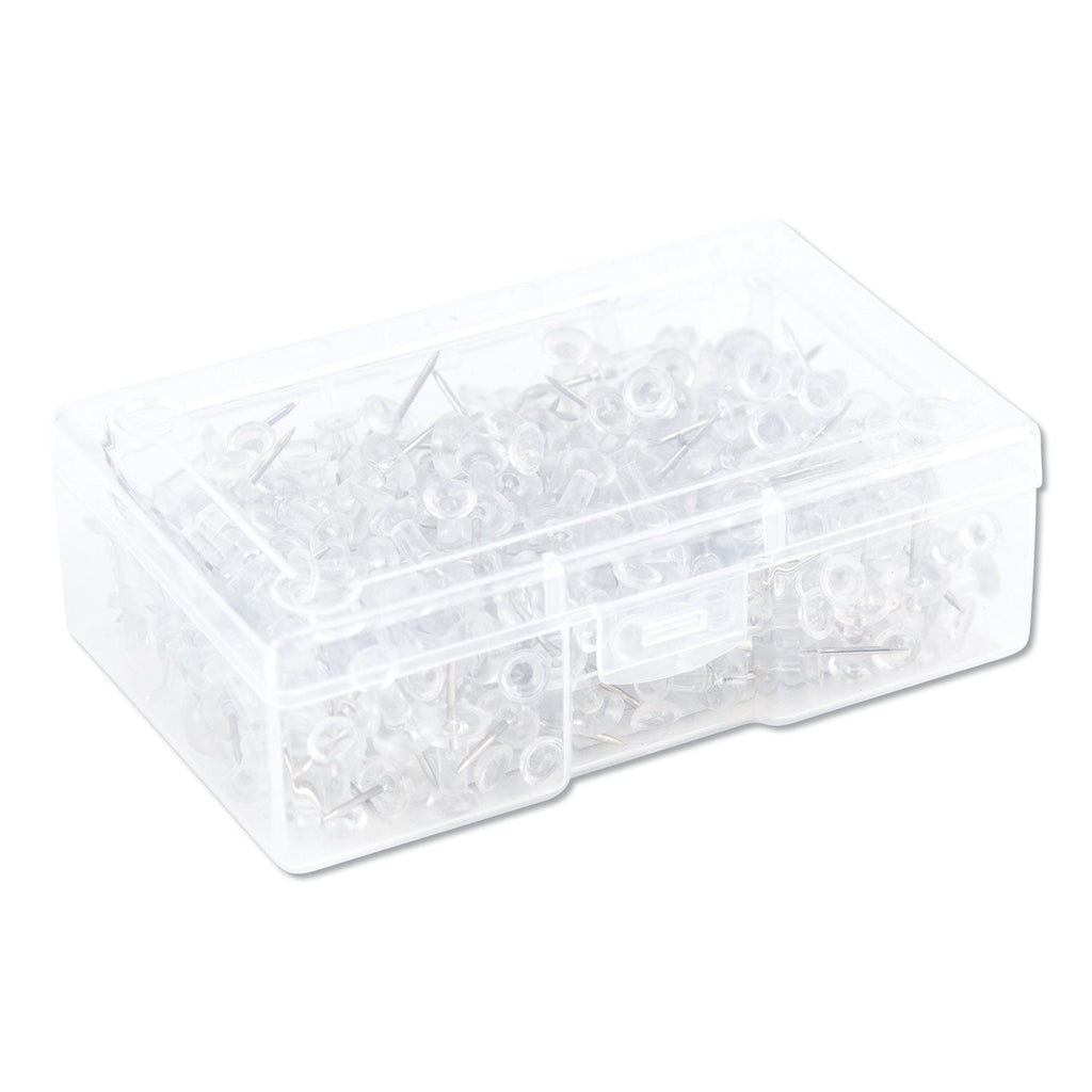 U Brands Standard Push Pins, Plastic, Clear, Clear Head/Silver Pin, 0.44", 200/Pack