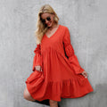 Women's Printed Cotton Long Sleeve Lounge Dress