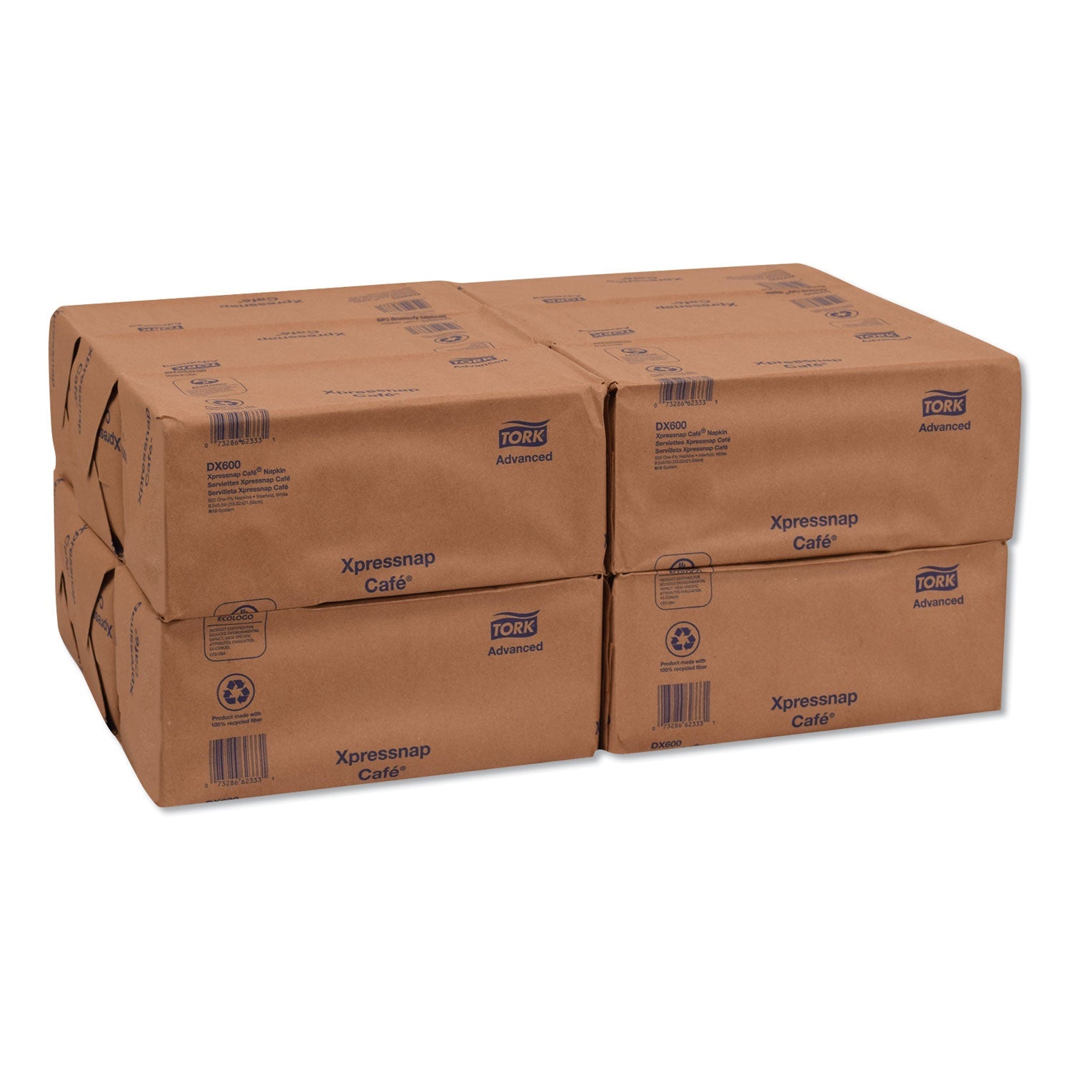 Tork Xpressnap Interfold Dispenser Napkins, 1-Ply, 8.5 x 8.5, White, 500/Pack, 12 Packs/Carton
