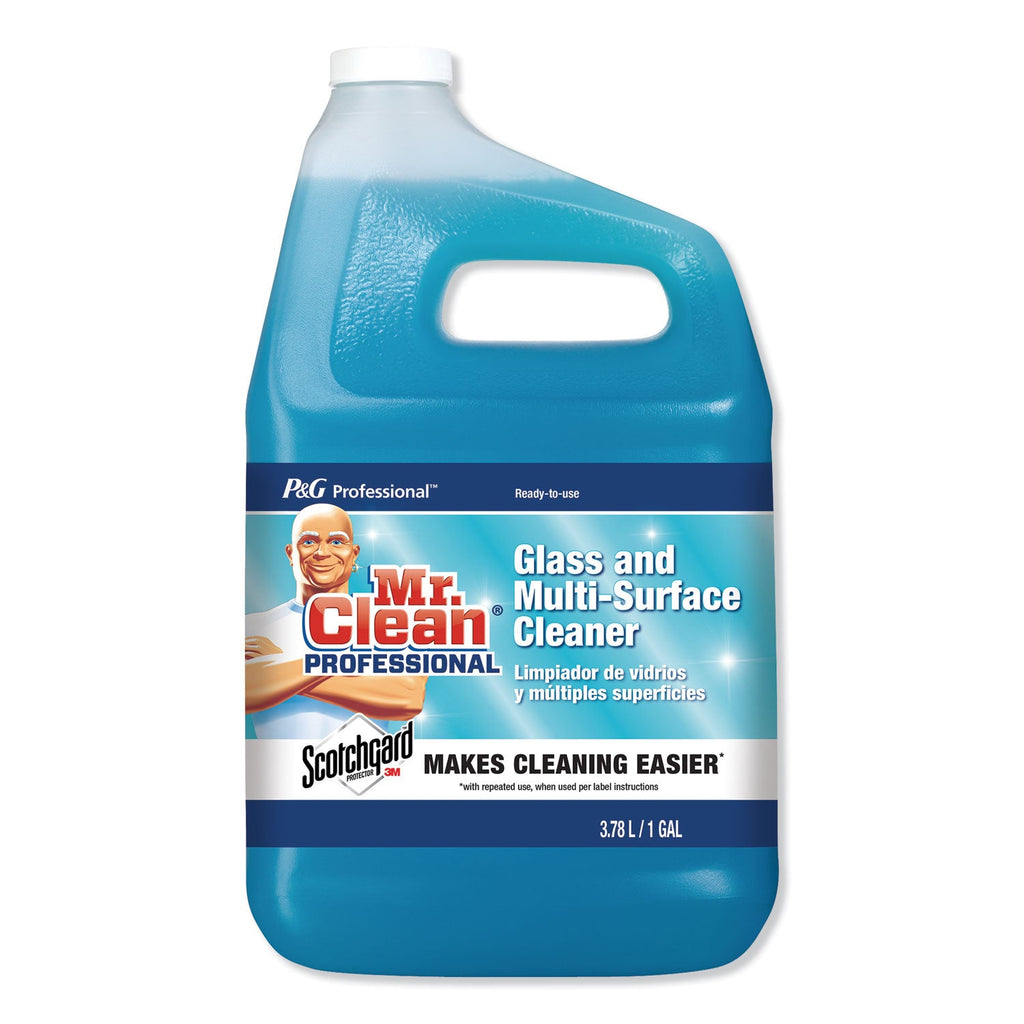 Mr. Clean Glass and Multi-Surface Cleaner with Scotchgard Protector, Apple, 1 Gal, Ready-To-Use, 2/Carton