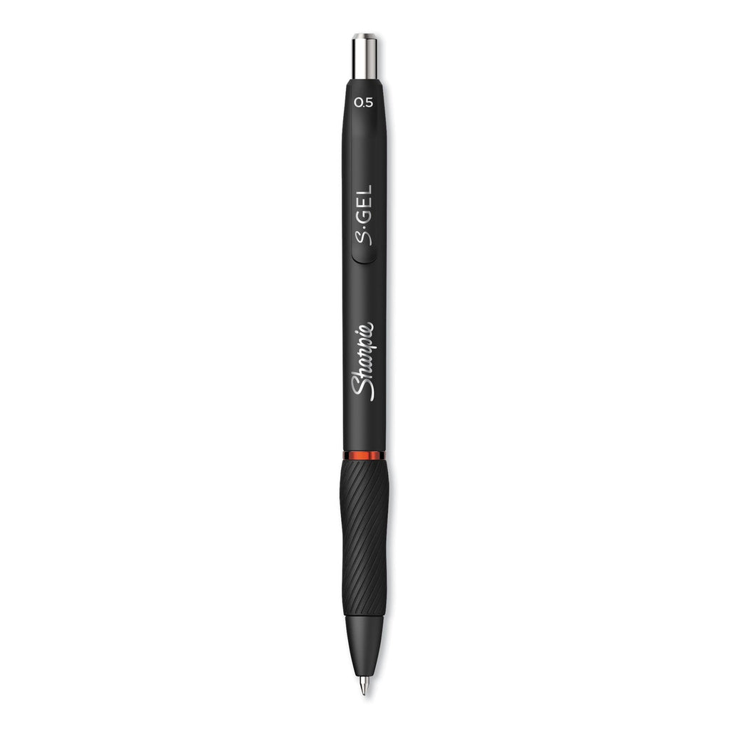 Sharpie S-Gel High-Performance Gel Pen, Retractable, Fine 0.5 mm, Red Ink, Black Barrel, Dozen