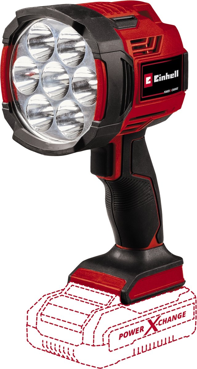 Einhell battery lamp te-cl 18 2500 liac-solo - power x-change - 18 v li-ion - 2500 lm - 6500 k - 7 LEDs - 2 brightness levels - hybrid function - excl. battery and charger