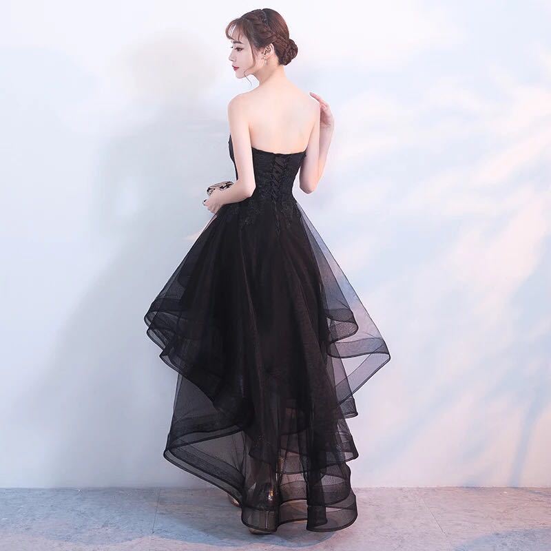 Women's Strapless Hi-Lo Evening Dress with Rhinestone Detail