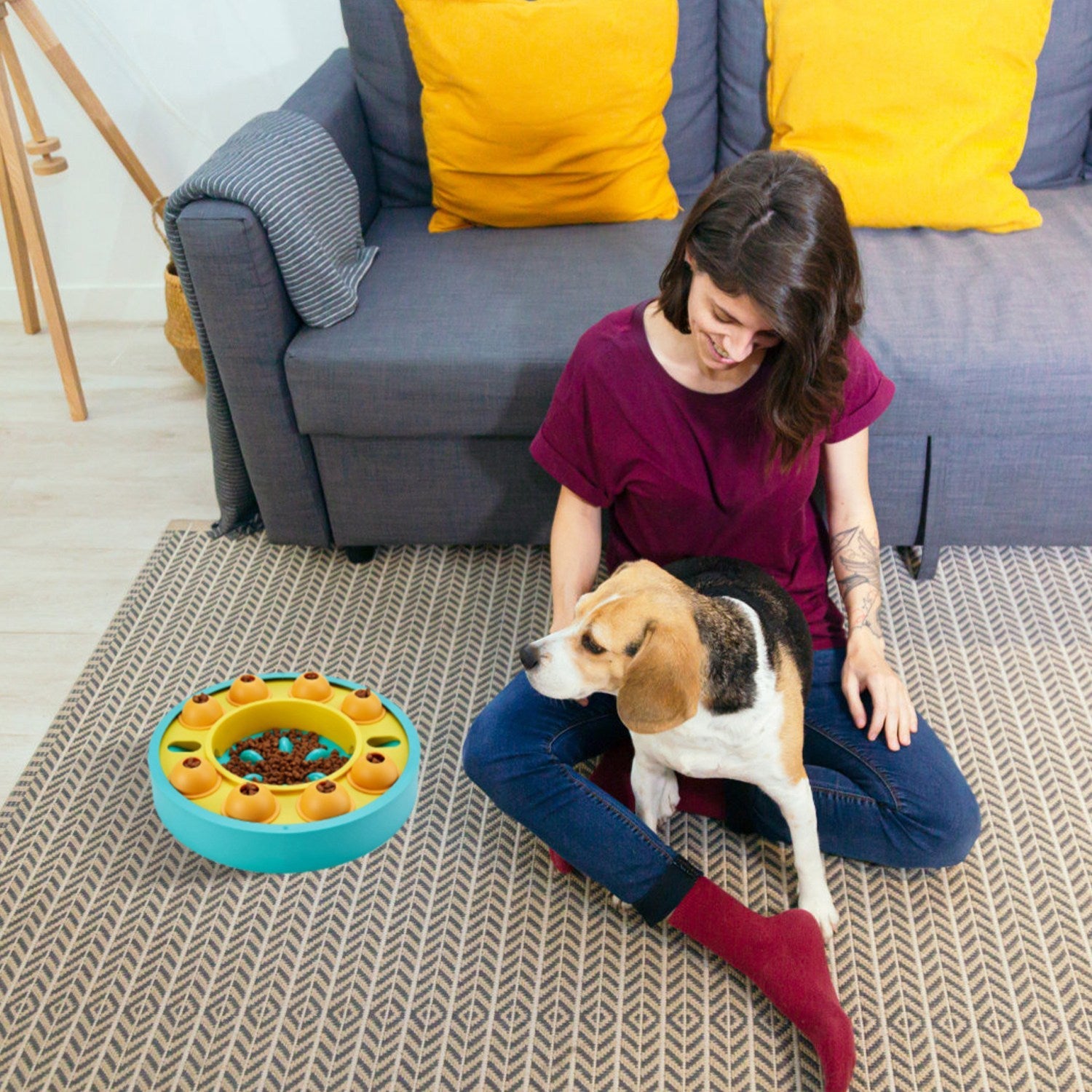 Dog Puzzle Food Feeder Slow Feeding Bowl Interactive Toy Dog Treat Dispensing Toy for IQ Training Mental Enrichment For Small Medium Large Dog Cat