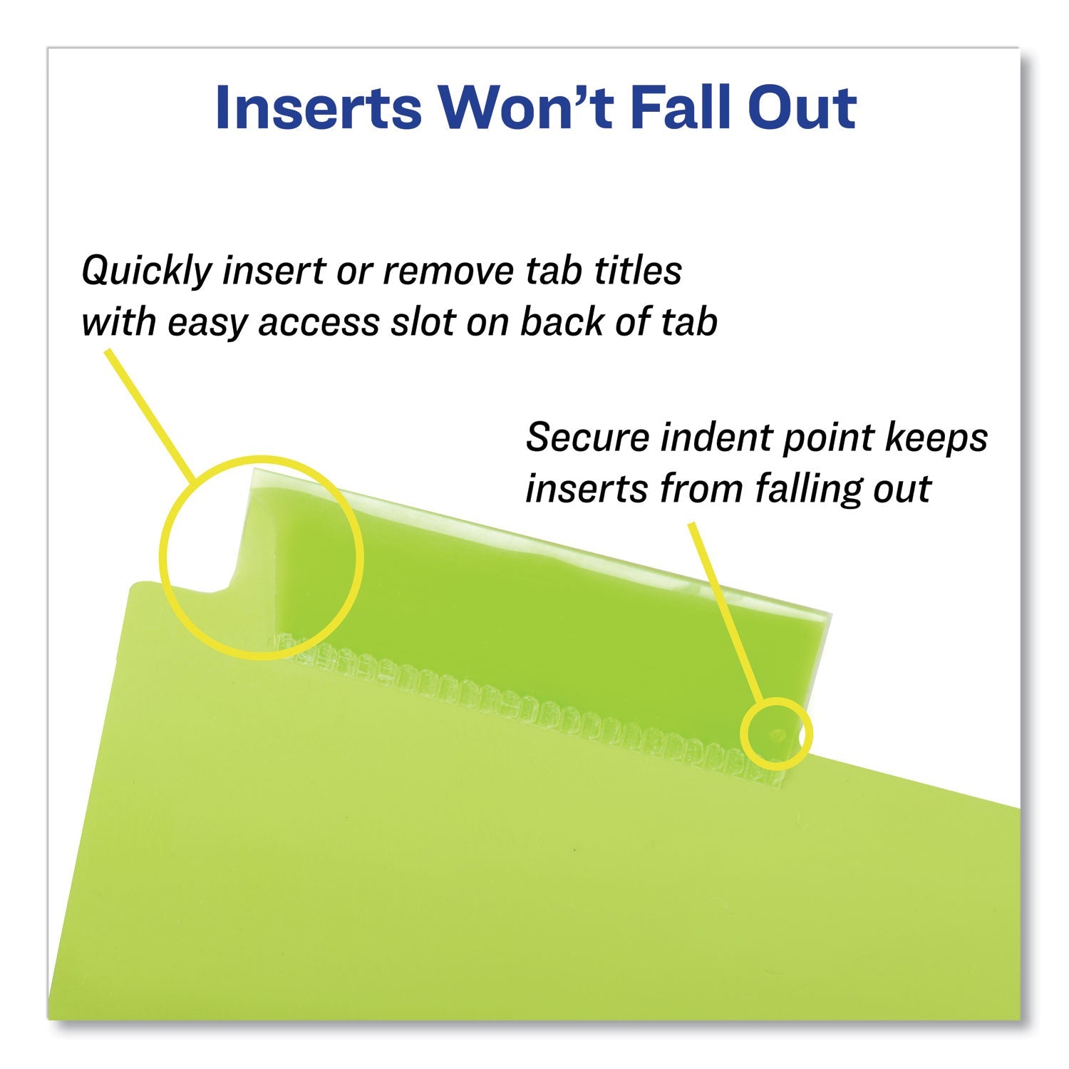 Avery Insertable Big Tab Plastic Three-Pocket Corner Lock Dividers, 5-Tab, 11.13 x 9.25, Assorted, 1 Set
