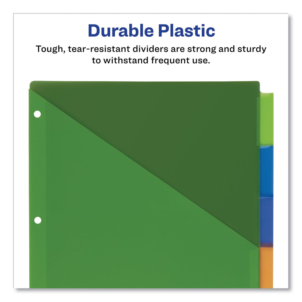 Avery Insertable Big Tab Plastic Three-Pocket Corner Lock Dividers, 5-Tab, 11.13 x 9.25, Assorted, 1 Set