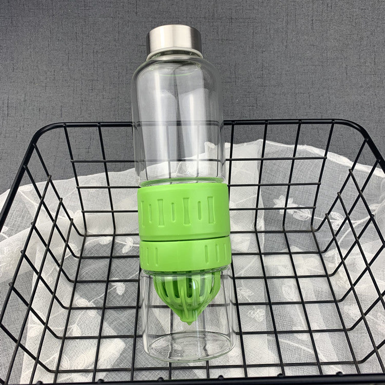 Glass Fruit Infuser Water Bottle with Stainless Steel Lid