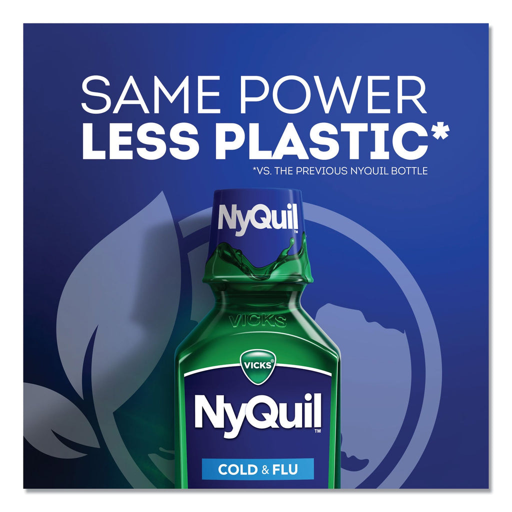 Vicks NyQuil Cold and Flu Nighttime Liquid, 12 oz Bottle, 12/Carton