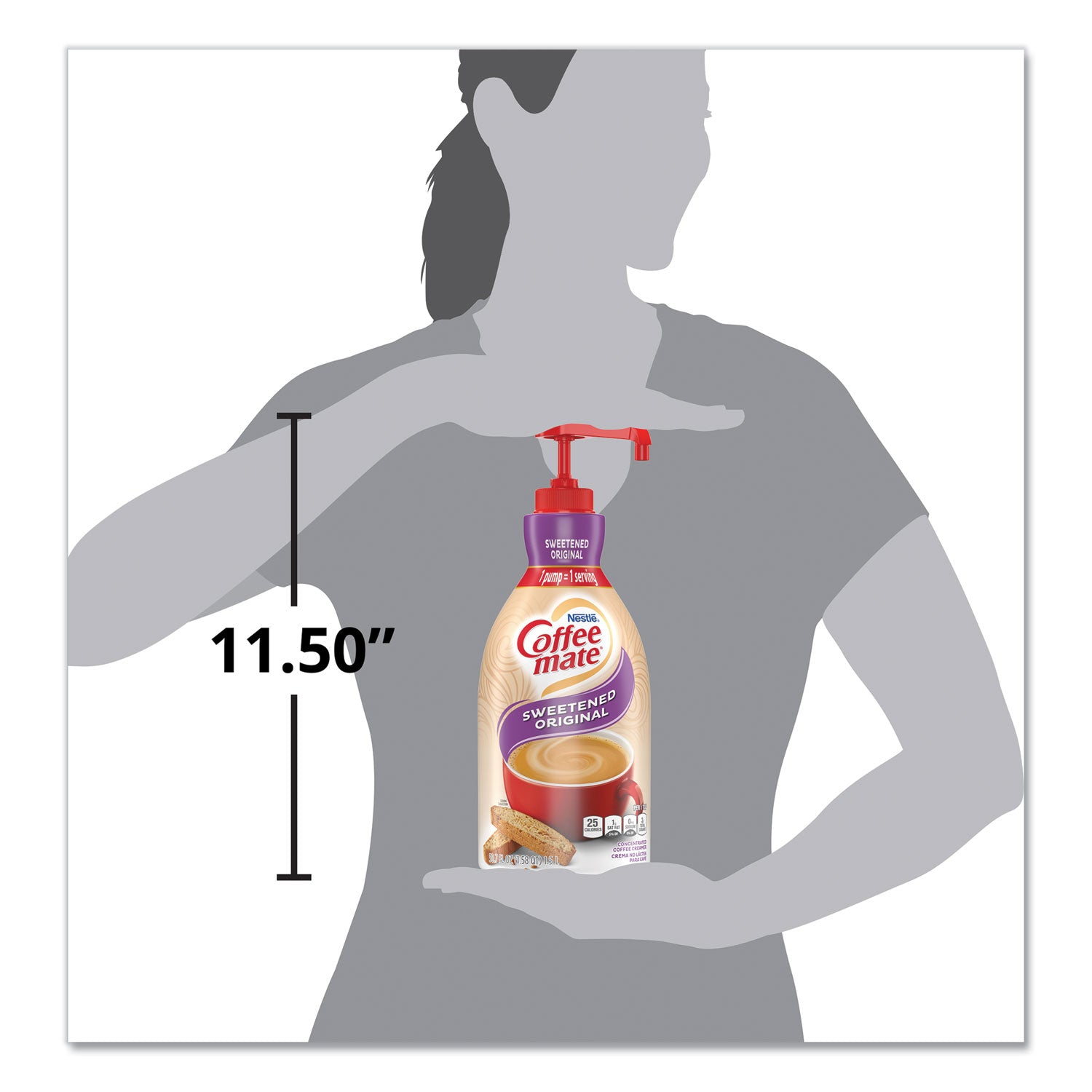 Coffee mate Liquid Coffee Creamer, Sweetened Original, 1.5 Liter Pump Bottle, 2/Carton