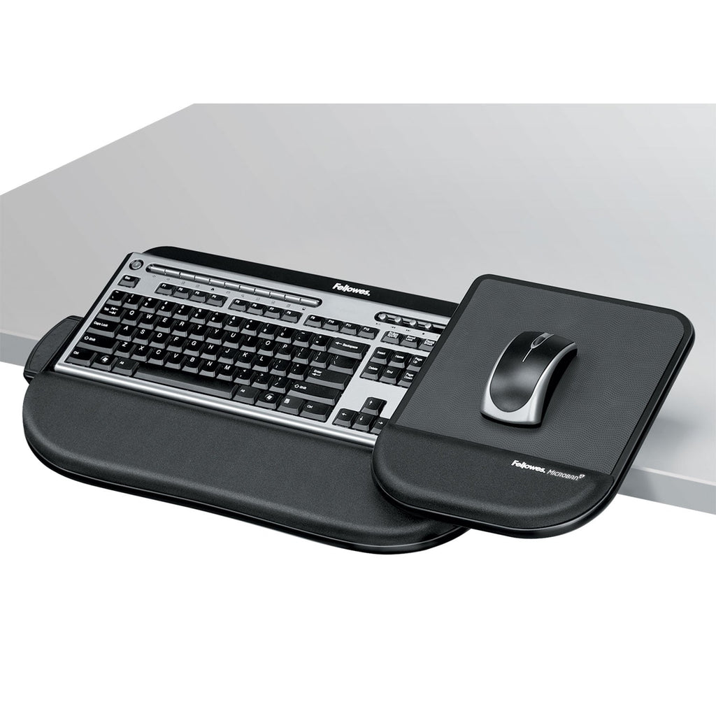 Fellowes Tilt 'n Slide Keyboard Manager with Comfort Glide, 19.5w x 11.5d, Black