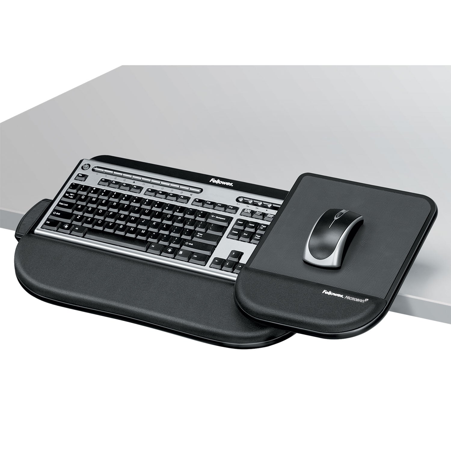 Fellowes Tilt 'n Slide Keyboard Manager with Comfort Glide, 19.5w x 11.5d, Black