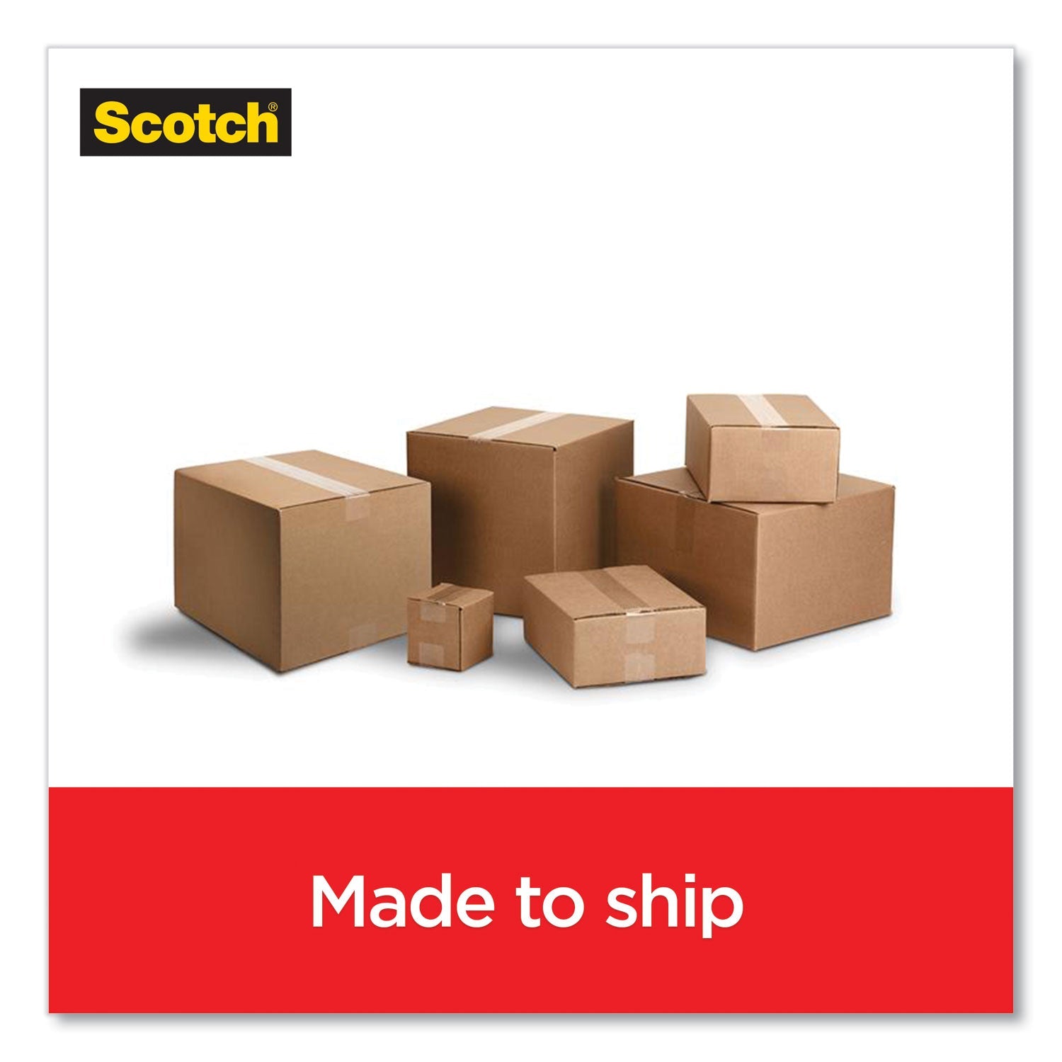 Scotch Box Lock Shipping Packaging Tape, 1.5" Core with Dispenser, 1.88" x 22.2 yds, Clear, 6/Pack