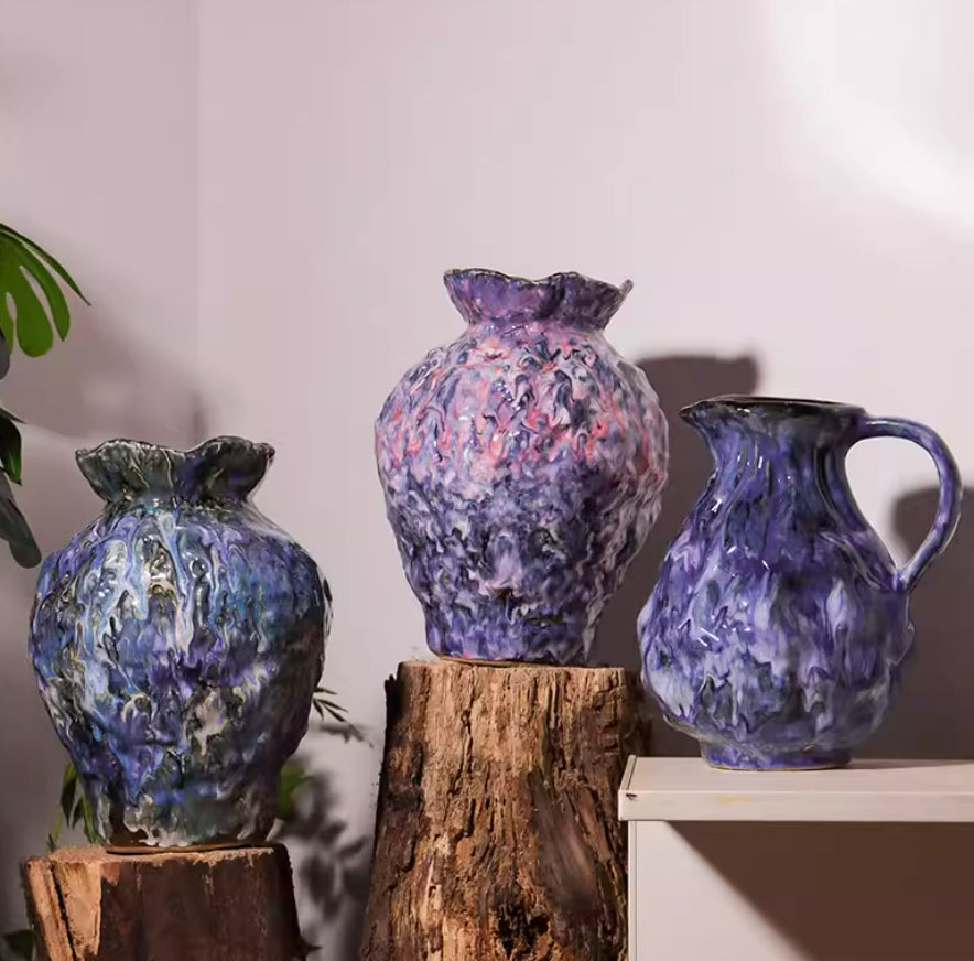 Oil Painting Style Ceramic Vase — Artistic Home Decor, 3 Styles