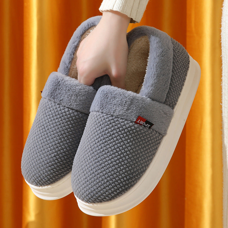 Suede Plush Warm Slippers – Thick Sole Indoor Outdoor Couple Shoes | EU 36–45