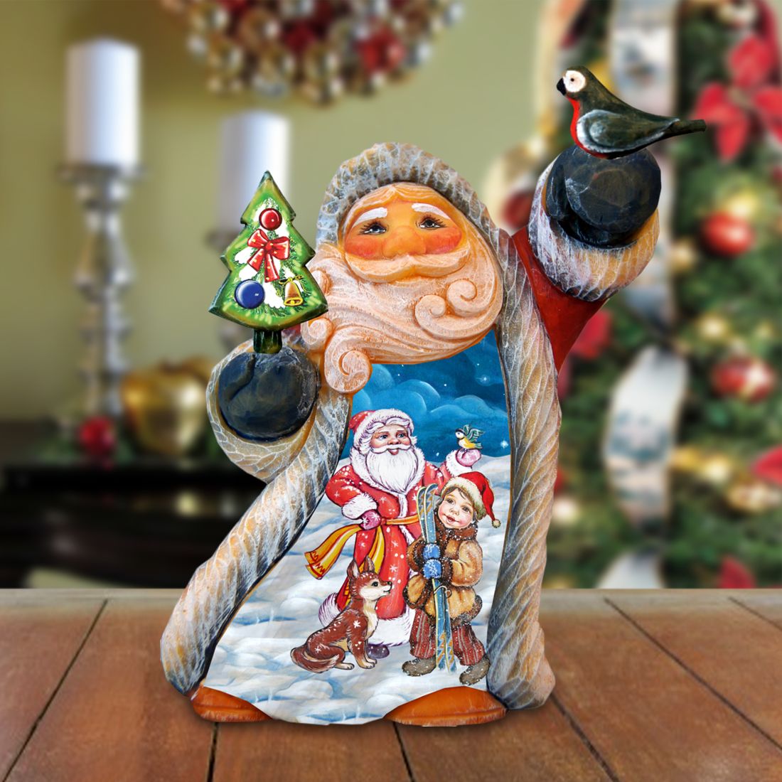 Penguin Pals Santa Christmas Figurine by G. DeBrekht - Christmas Santa Snowman Decor - 561625