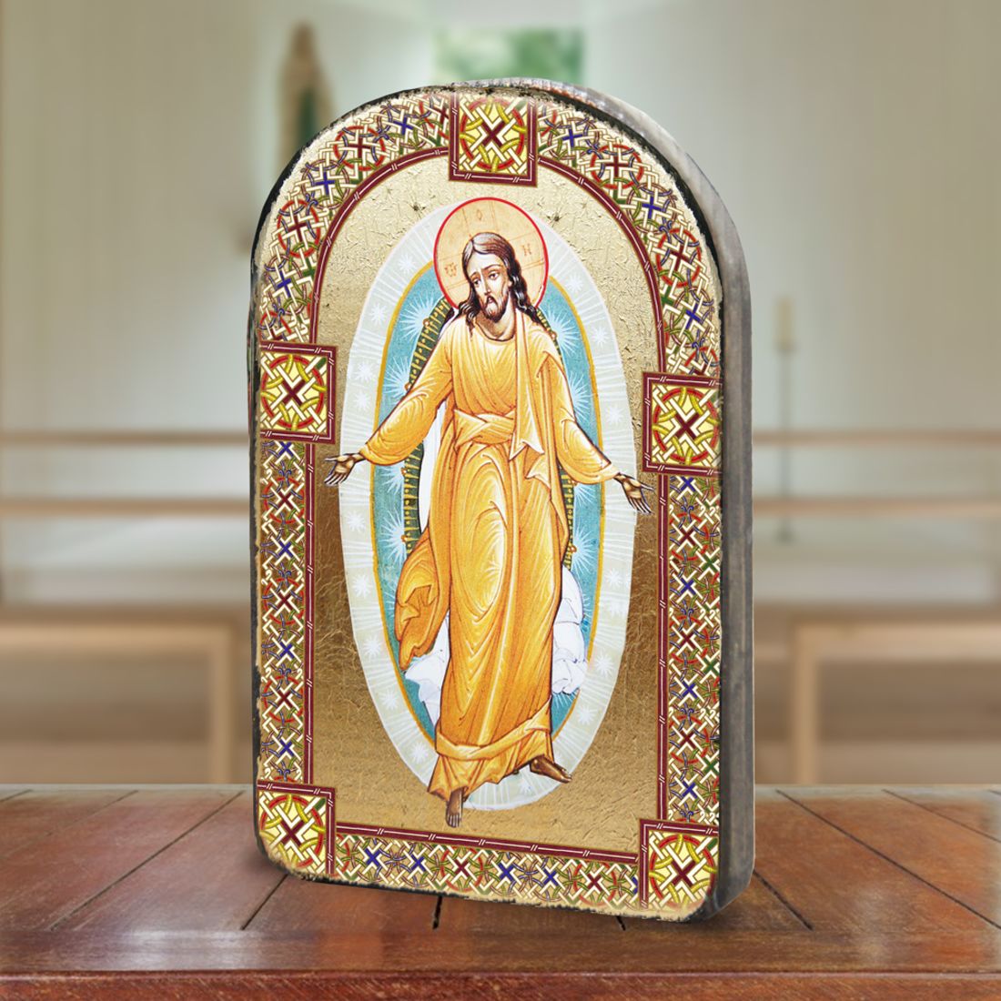 Resurrection Wooden Gold Plated Religious Christian Sacred Icon - Inspirational Icon Decor - 86059