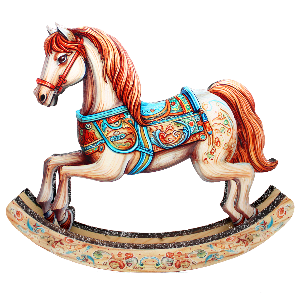Timeless Ride of Joy Limited Edition Wooden Rocking Horse Figurine by G. Debrekht - Christmas Centerpiece Decor - 89307