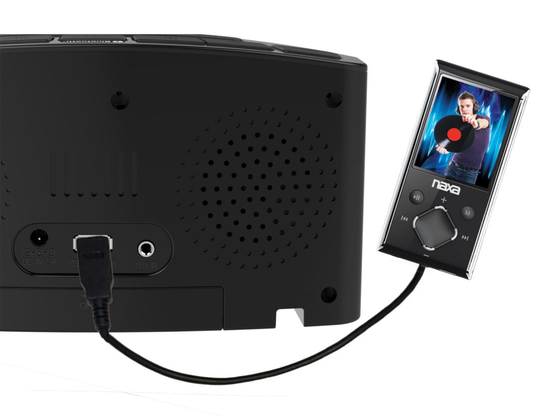 Naxa Bluetooth Easy-Read Dual Alarm Clock with Daily Repeat and USB Charge Port (NRC-181)