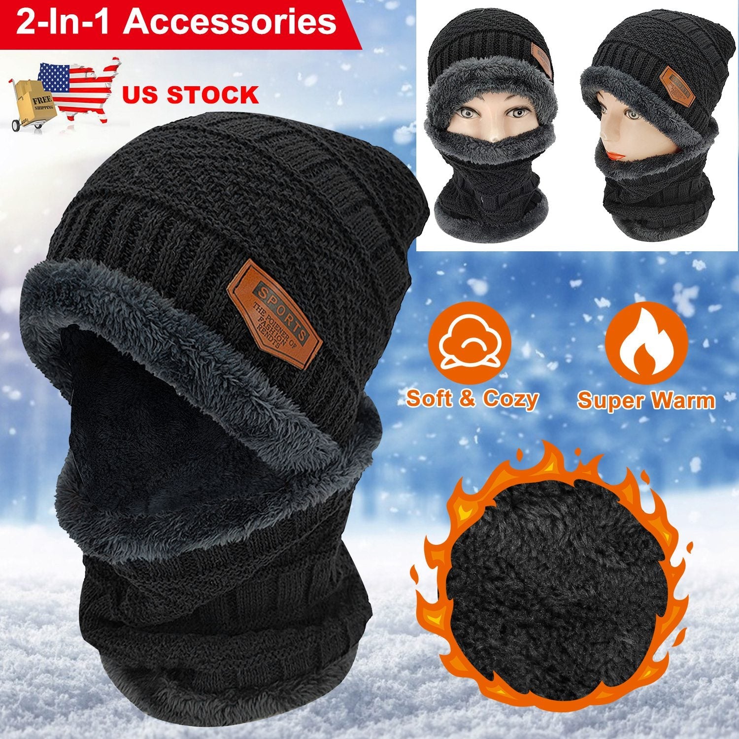 GBruno Winter Beanie Hat Scarf